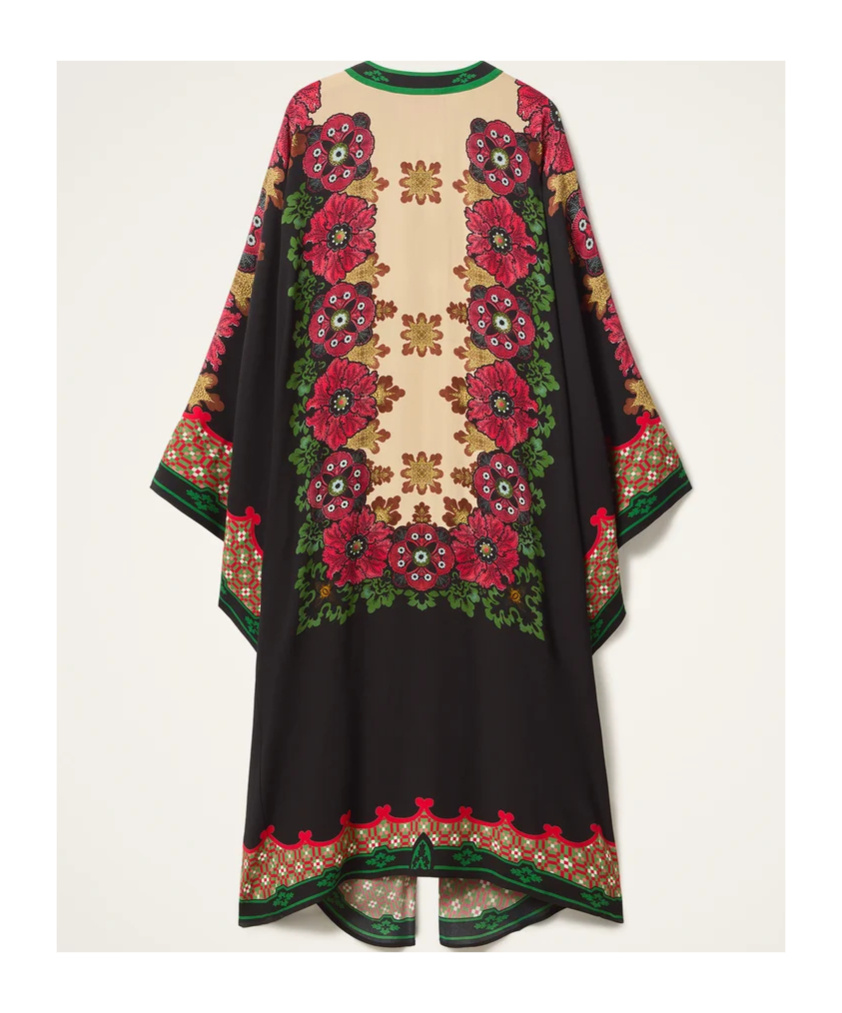 La Doublej Floral-print Asymmetric Day Dress In Black