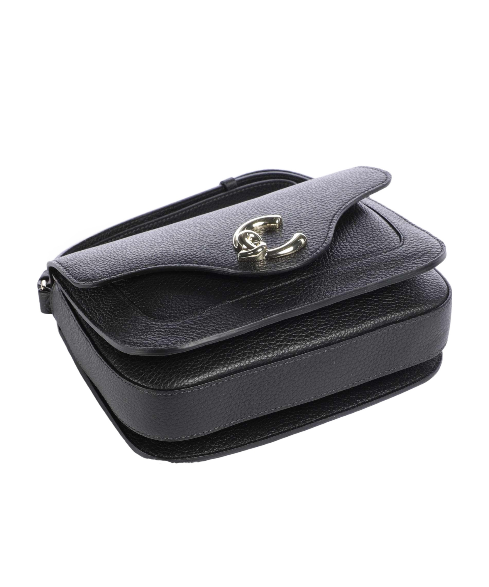 Coccinelle Small C-me Leather Crossbody Bag In Black