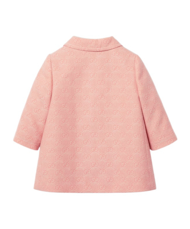 Gucci Pink And Ivory Gg Wool Flannel Coat In Pink