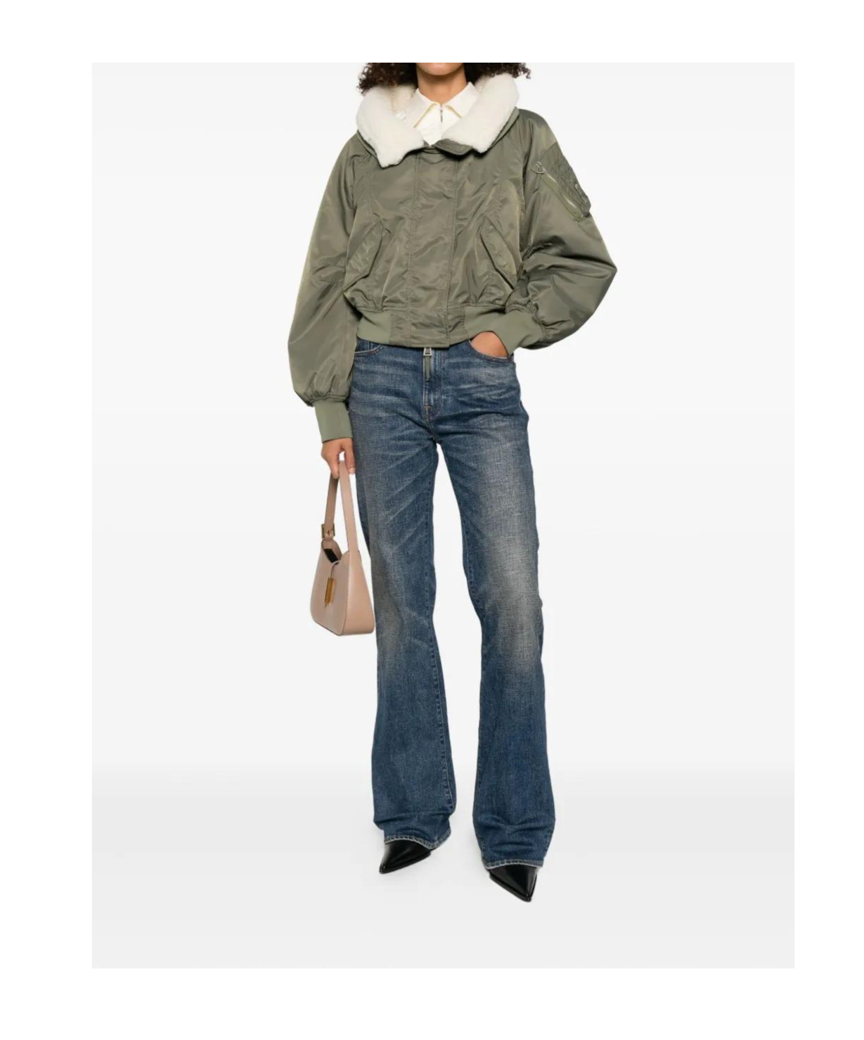 Ermanno Scervino Hooded Bomber Jacket With Shearling Lining In Green