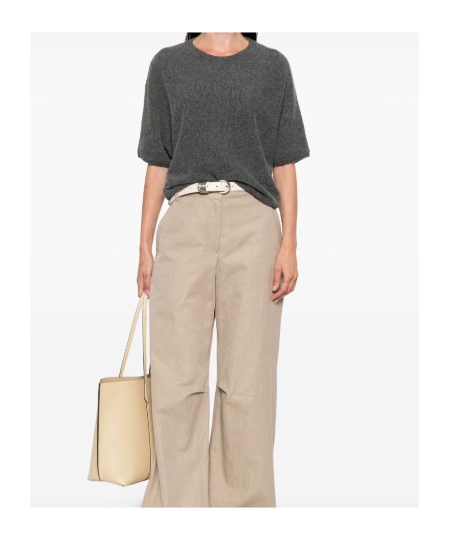 Herno Anthracite Round Neck Sweater In Gray