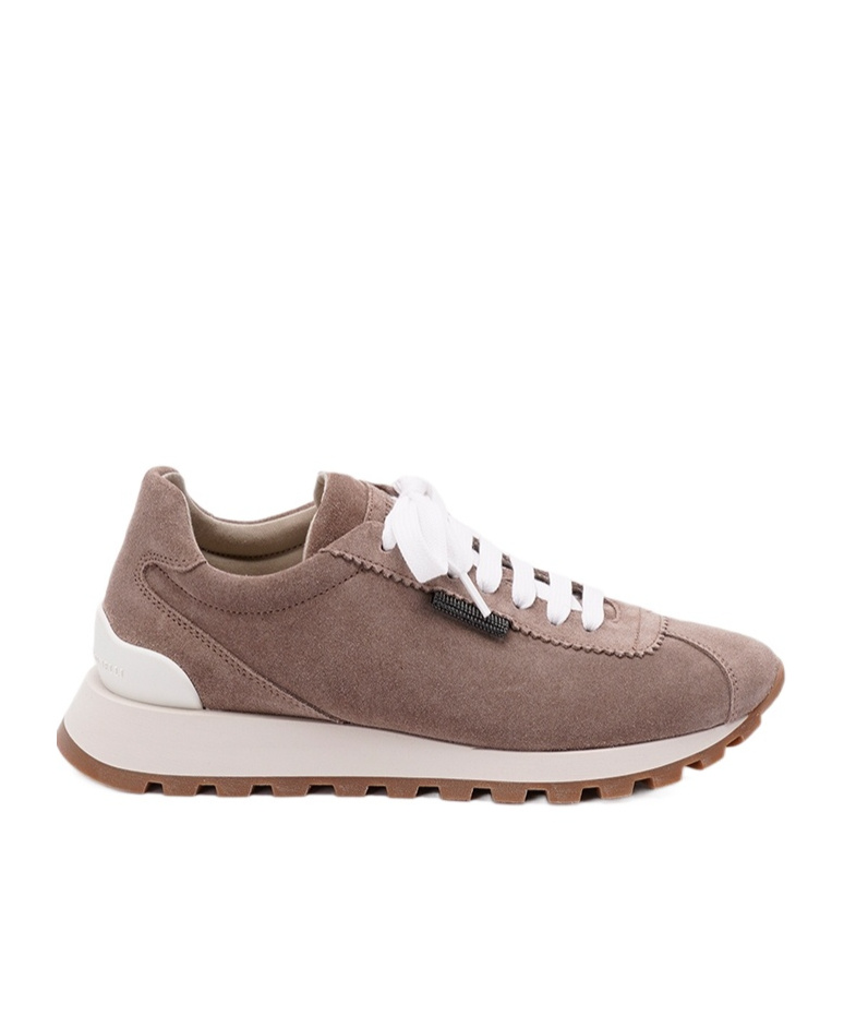 Brunello Cucinelli Round Toe Sneakers In Brown