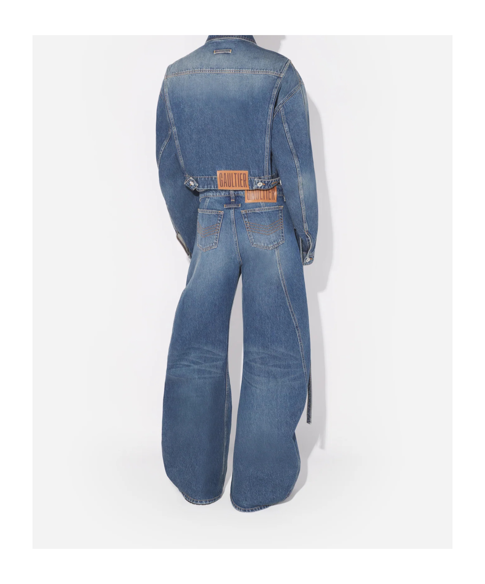 Jean Paul Gaultier Waistband Jacket With Pockets And Collar In Blue