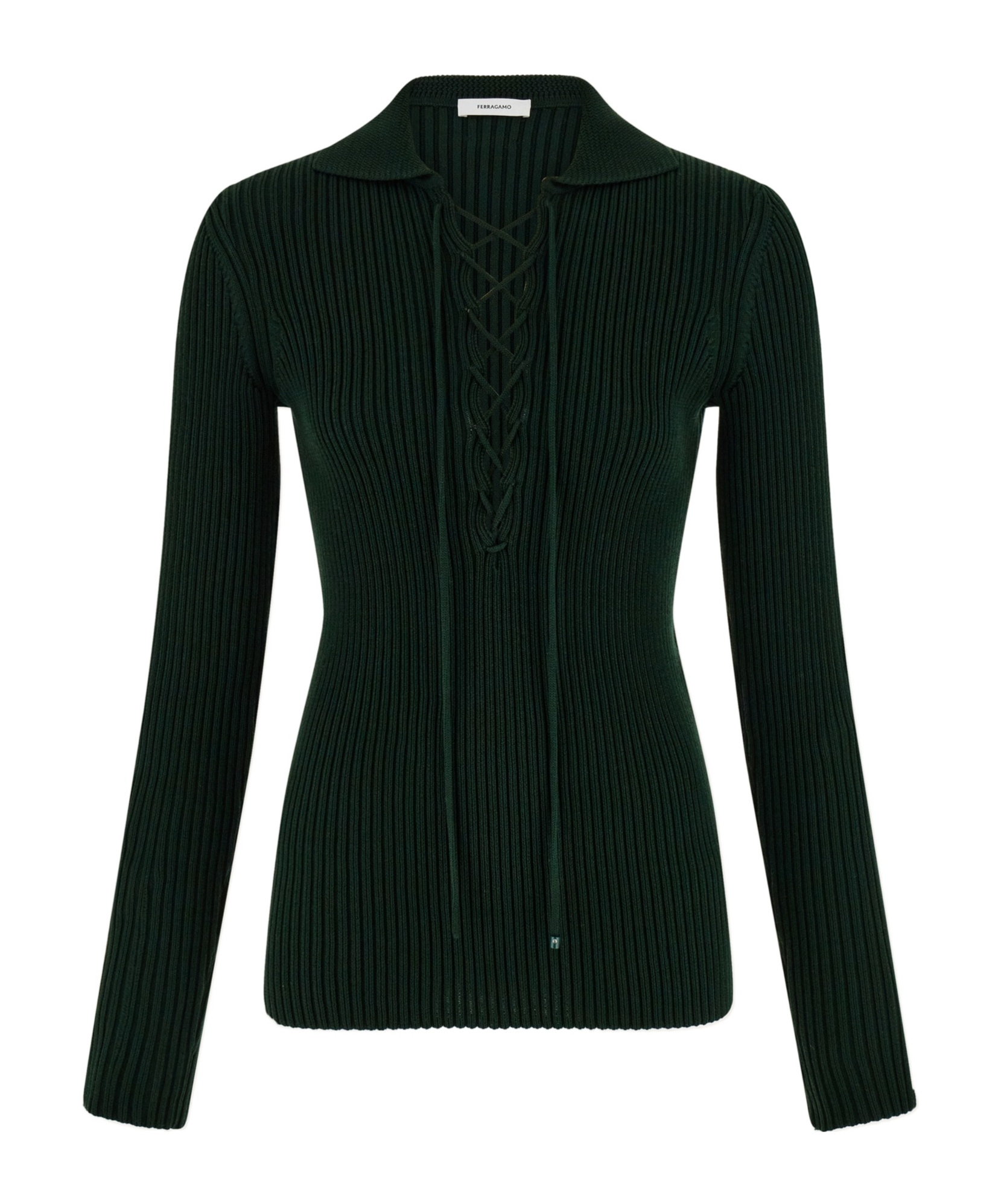 Ferragamo Lace Detail Knit Top In Black
