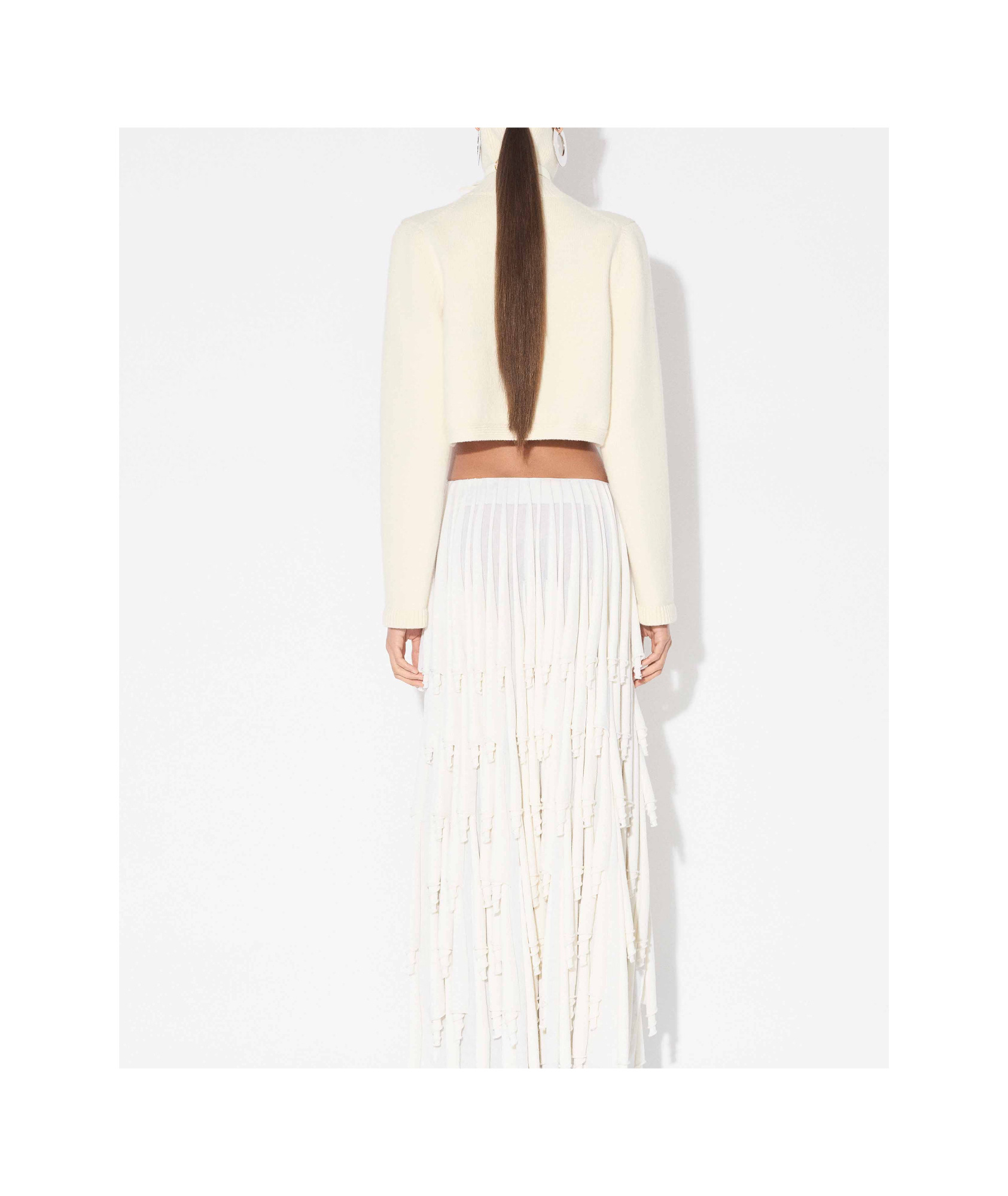 Alaïa Womens Blanc Naturel Cut-out Knitted Cashmere And Wool-blend Jumper In Multi