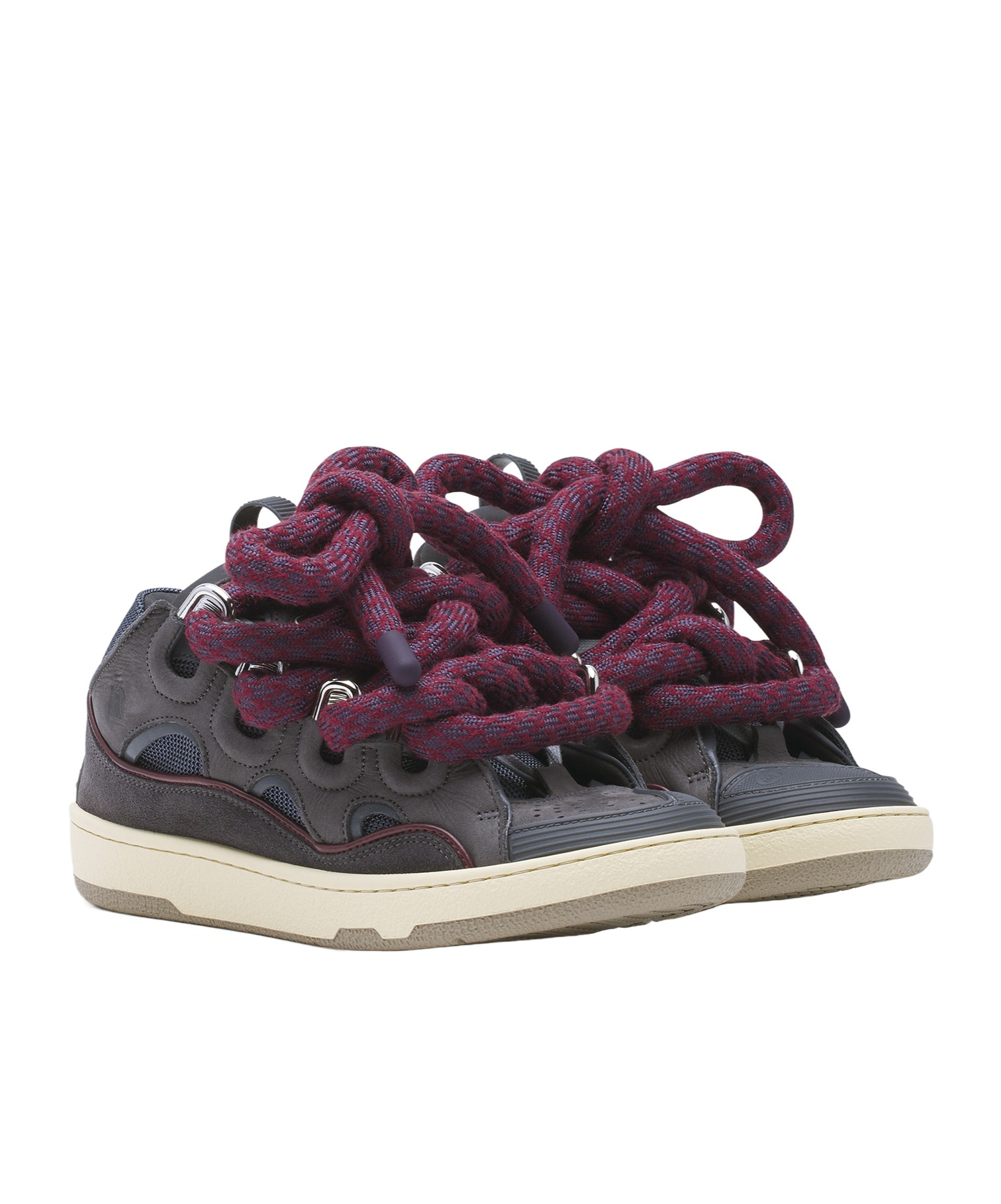 Lanvin Curb Sneakers In Leather With Snake Laces In Black