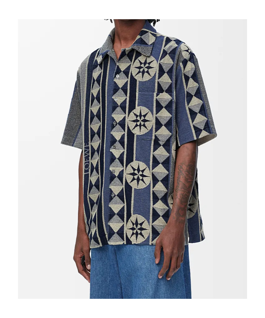 Loewe Mens Blue Multicolor Ibiza Graphic-pattern Cotton-blend Terry Shirt