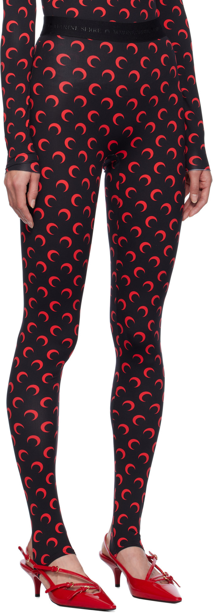 Marine Serre Recycled Jersey Moon Stirrup Leggings In Black