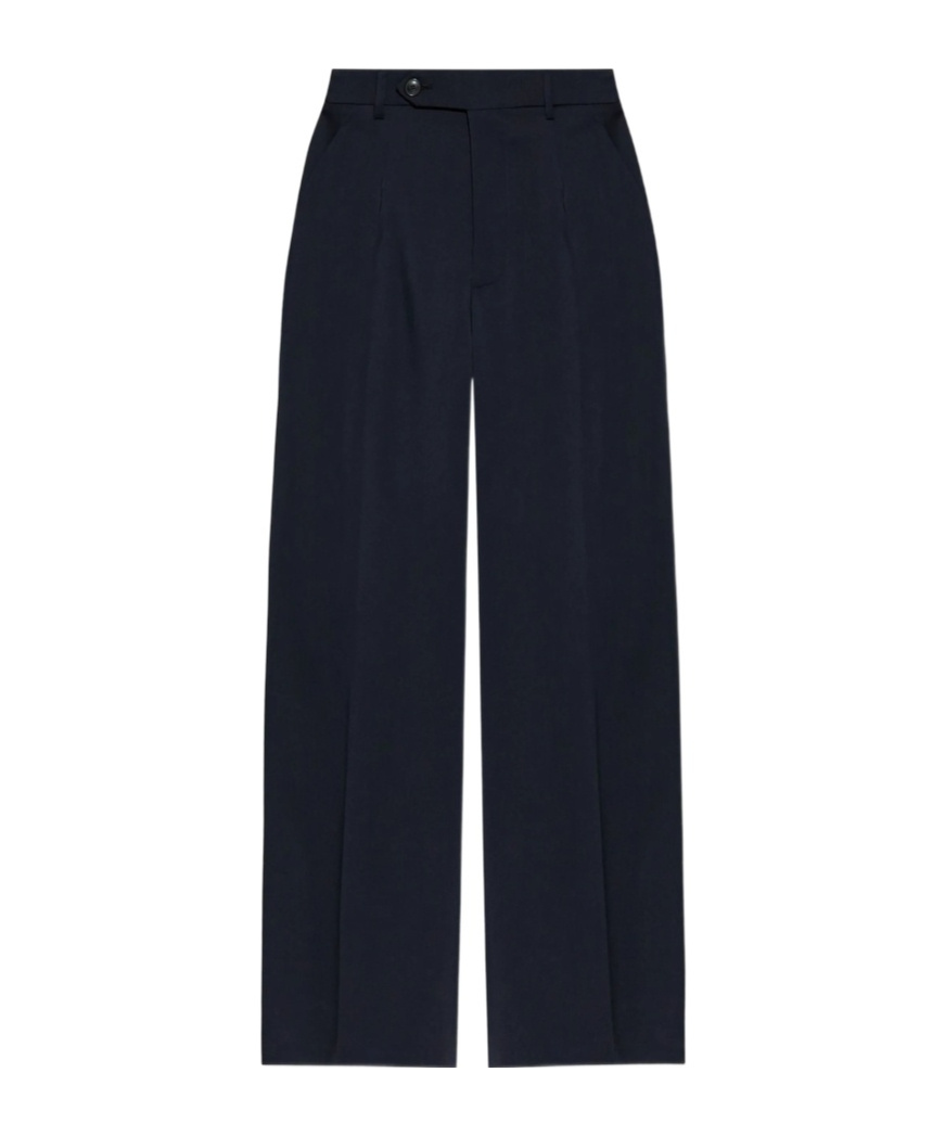 Vivienne Westwood Navy Wide-leg Trousers With Tailored Waistband And Button Detail In Black