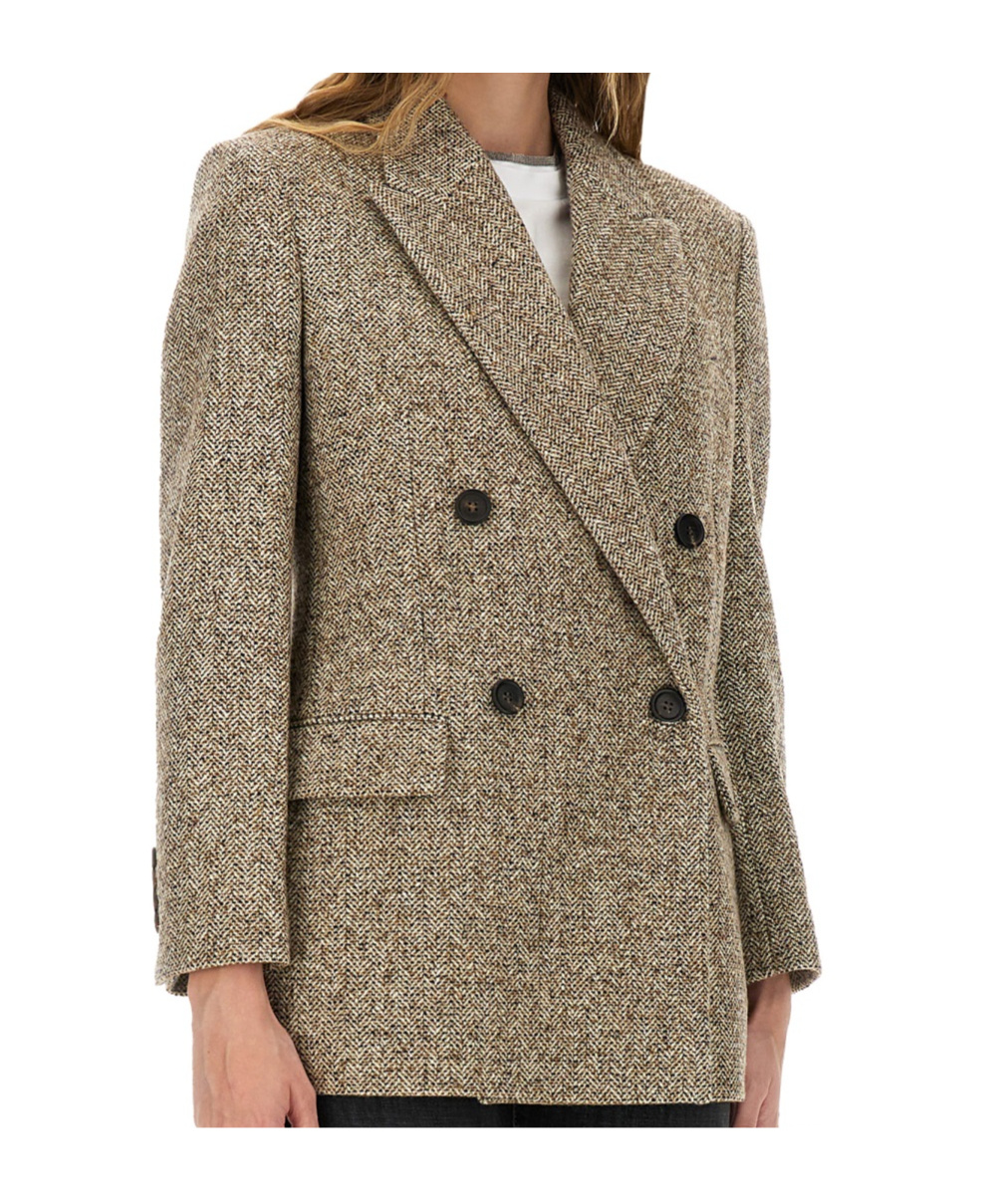 Brunello Cucinelli Long-sleeved Suit Jacket In Brown