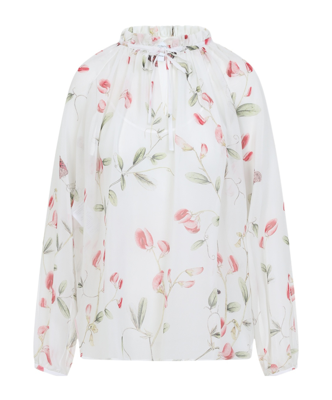 Shop Giambattista Valli Long Sleeve Blouse In Ivory Multi