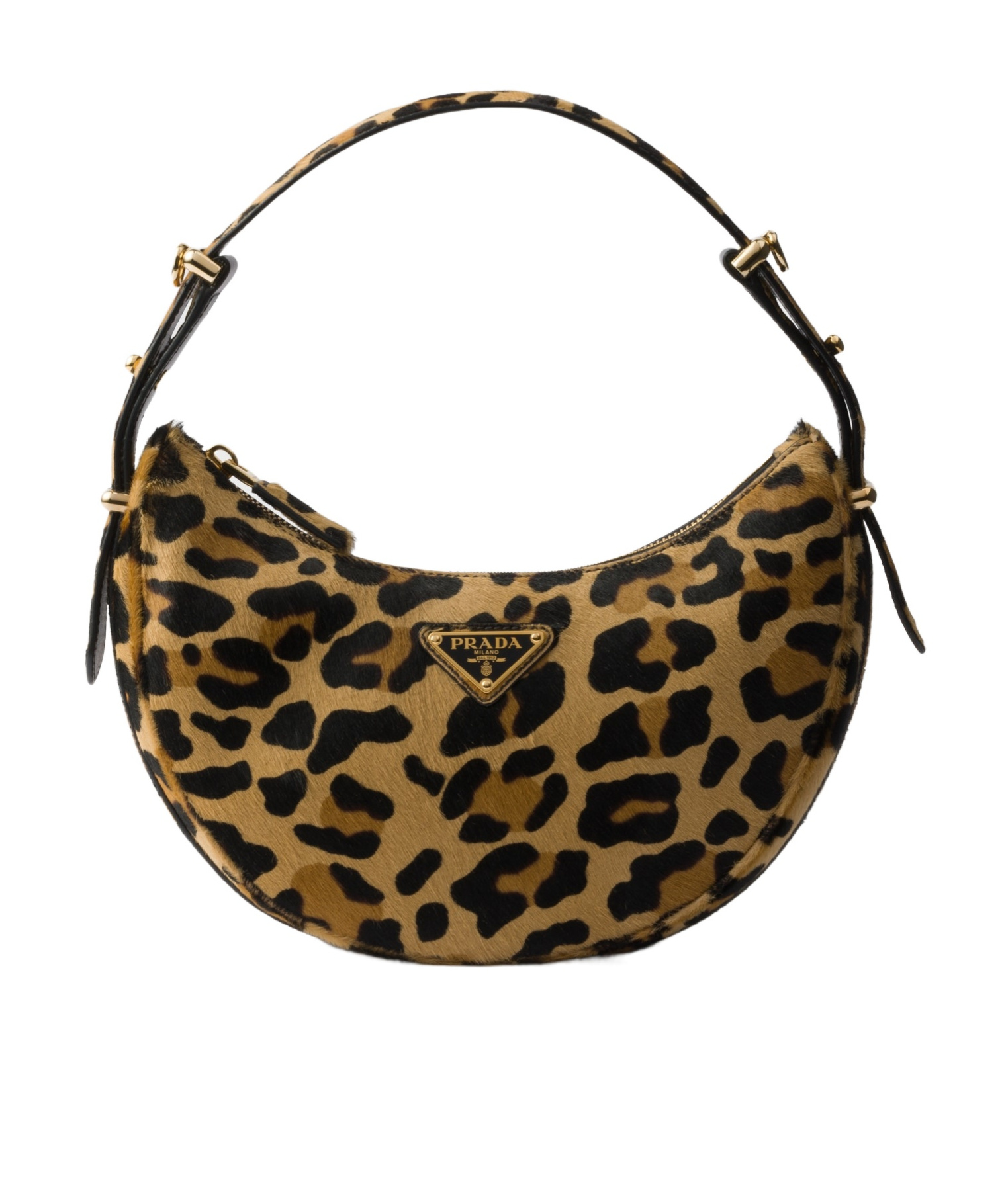 Prada Arqué Printed Leather Shoulder Bag In Black