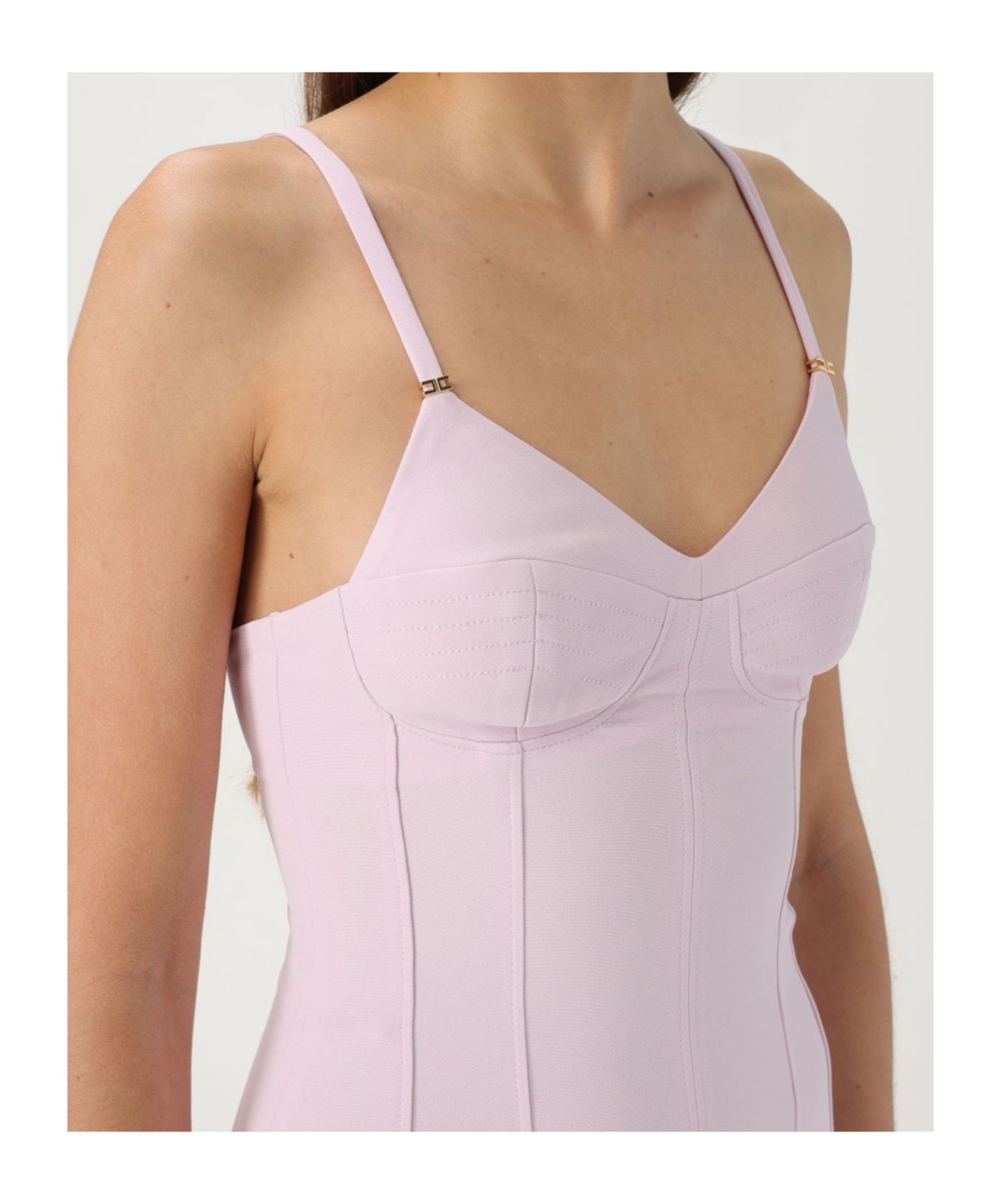 Elisabetta Franchi Lace-up Detail Crepe Midi Dress