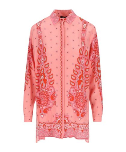 Etro Printed Button-up Silk Shirt In Pink