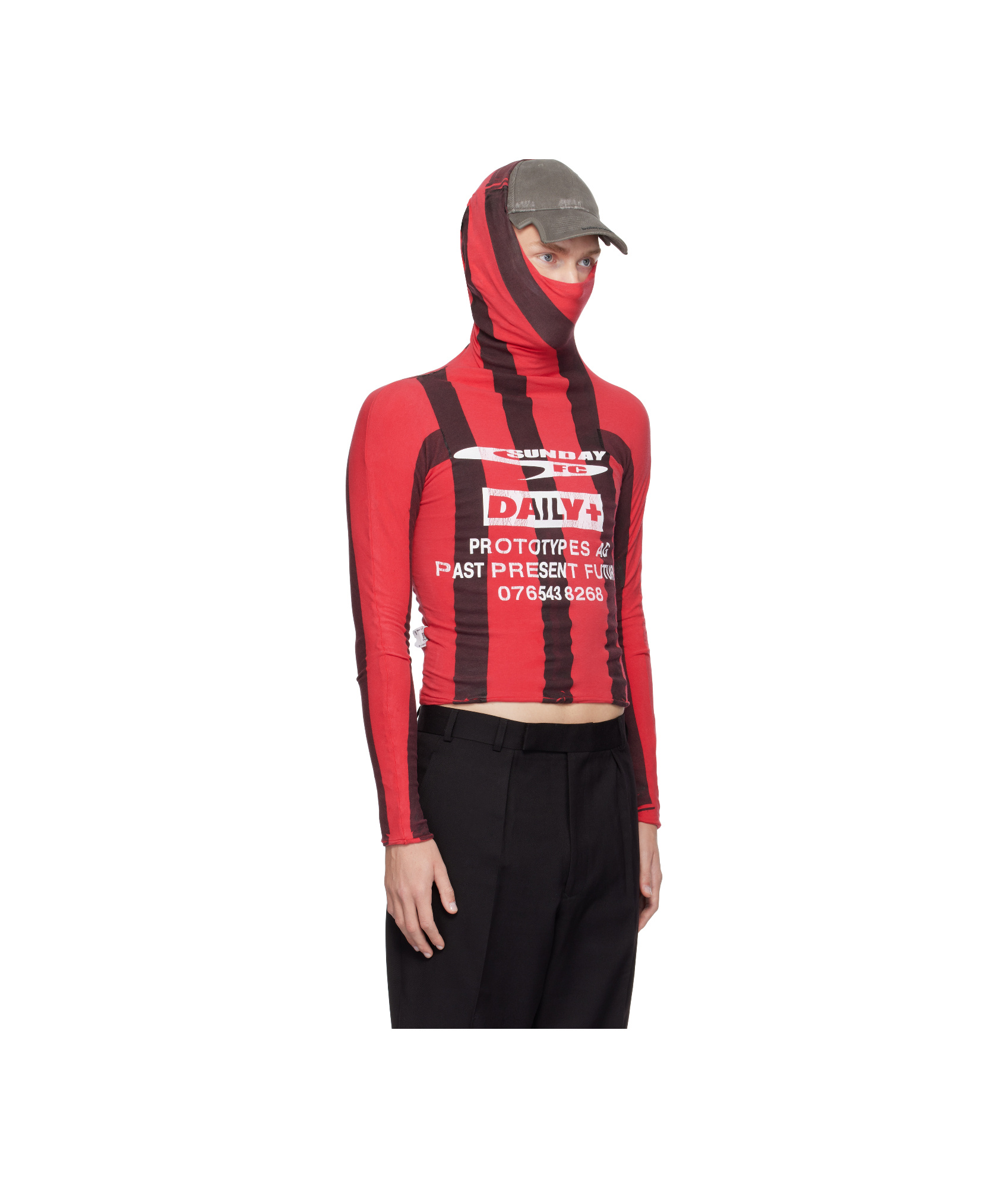 Prototypes Twisted Hood Longsleeve Hoodie In Red