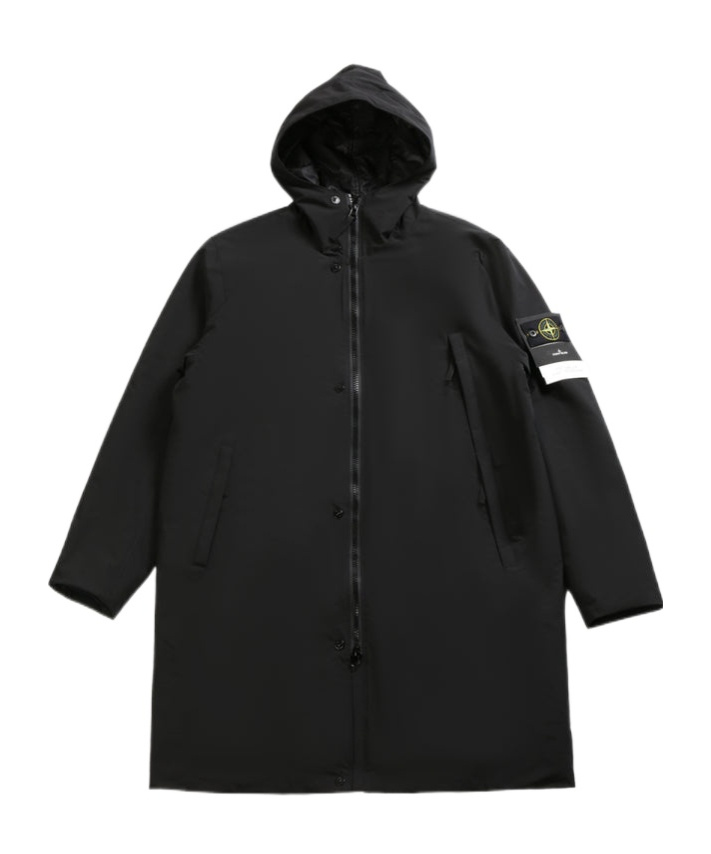 Stone Island Windproof And Waterproof Padded Parka Coat In Black
