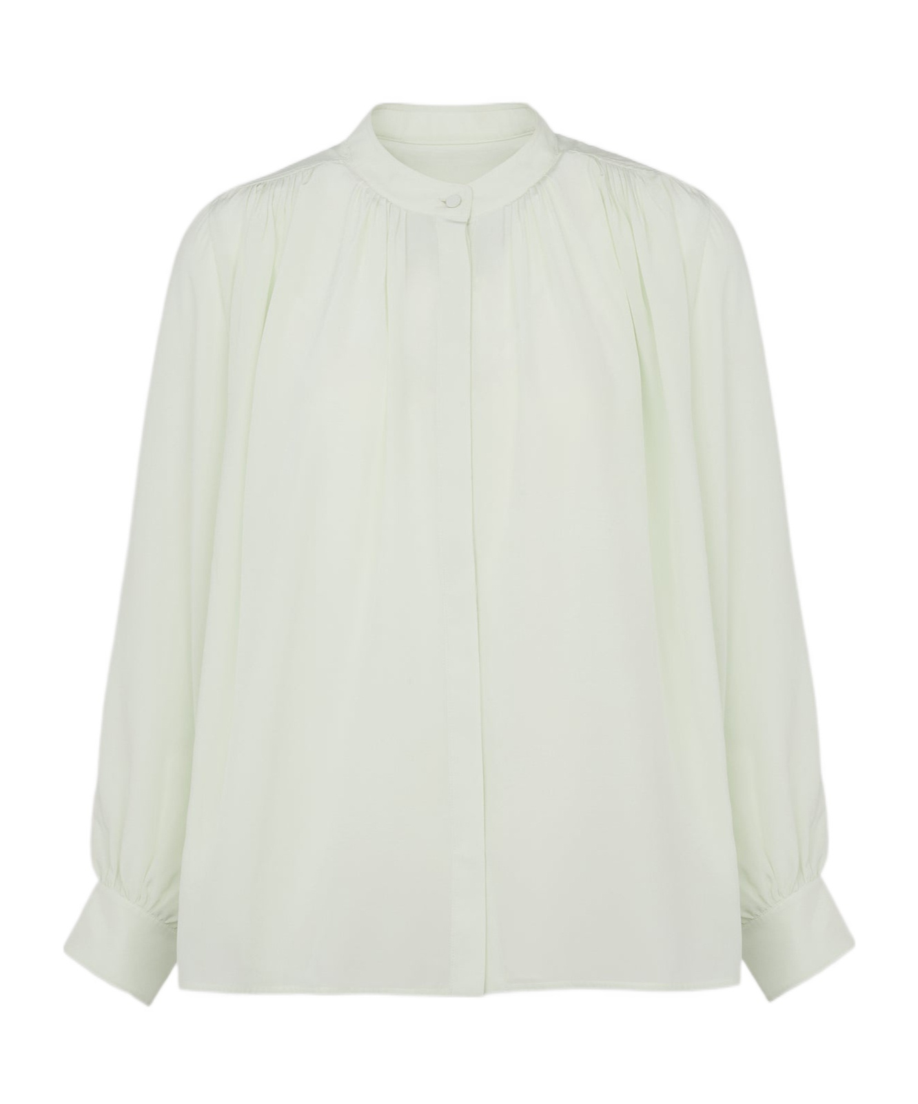 Shop Yves Salomon Pleated Silk Shirt In White