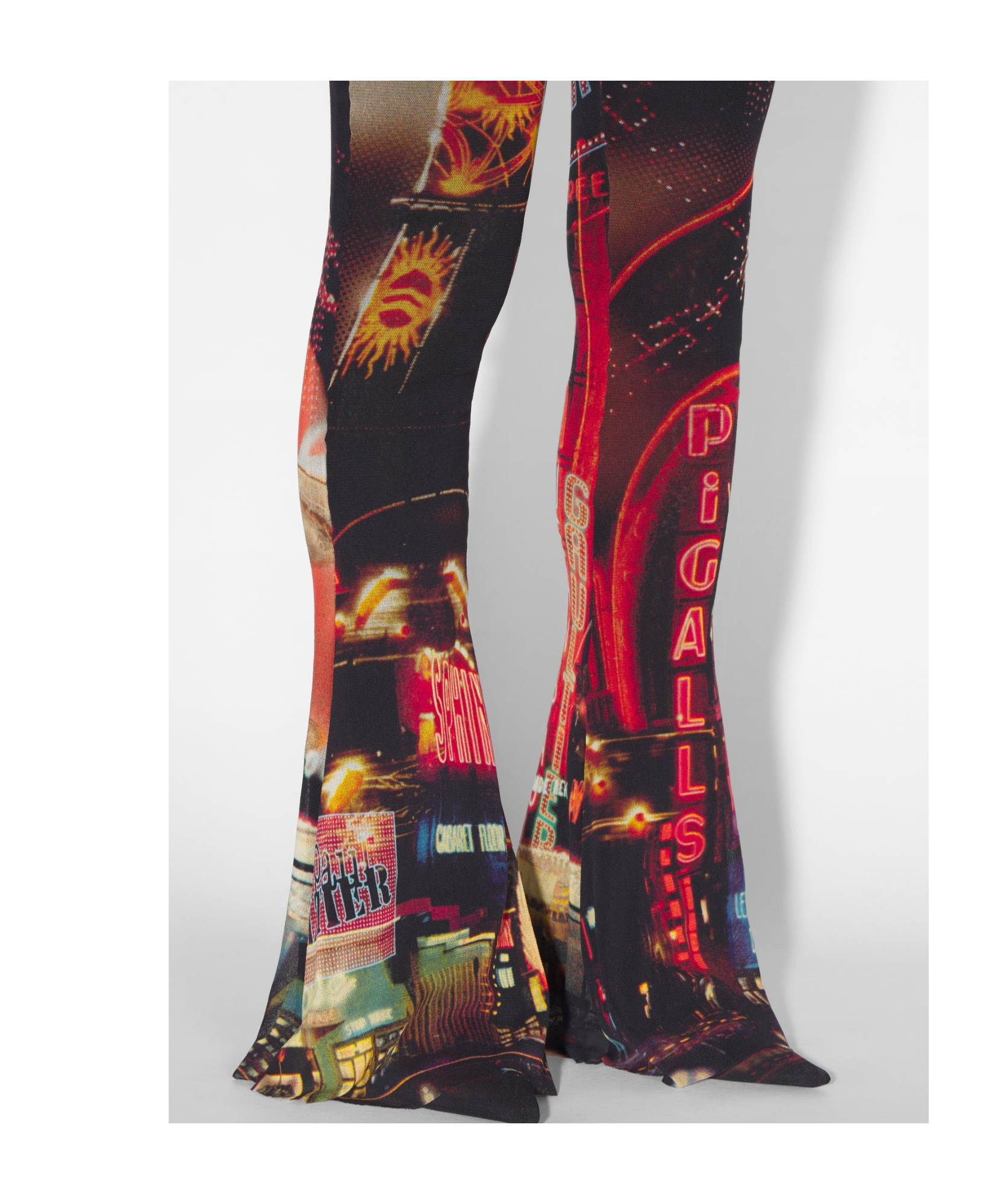 Jean Paul Gaultier Red Pigalle Mid-rise Flared Trousers In Black