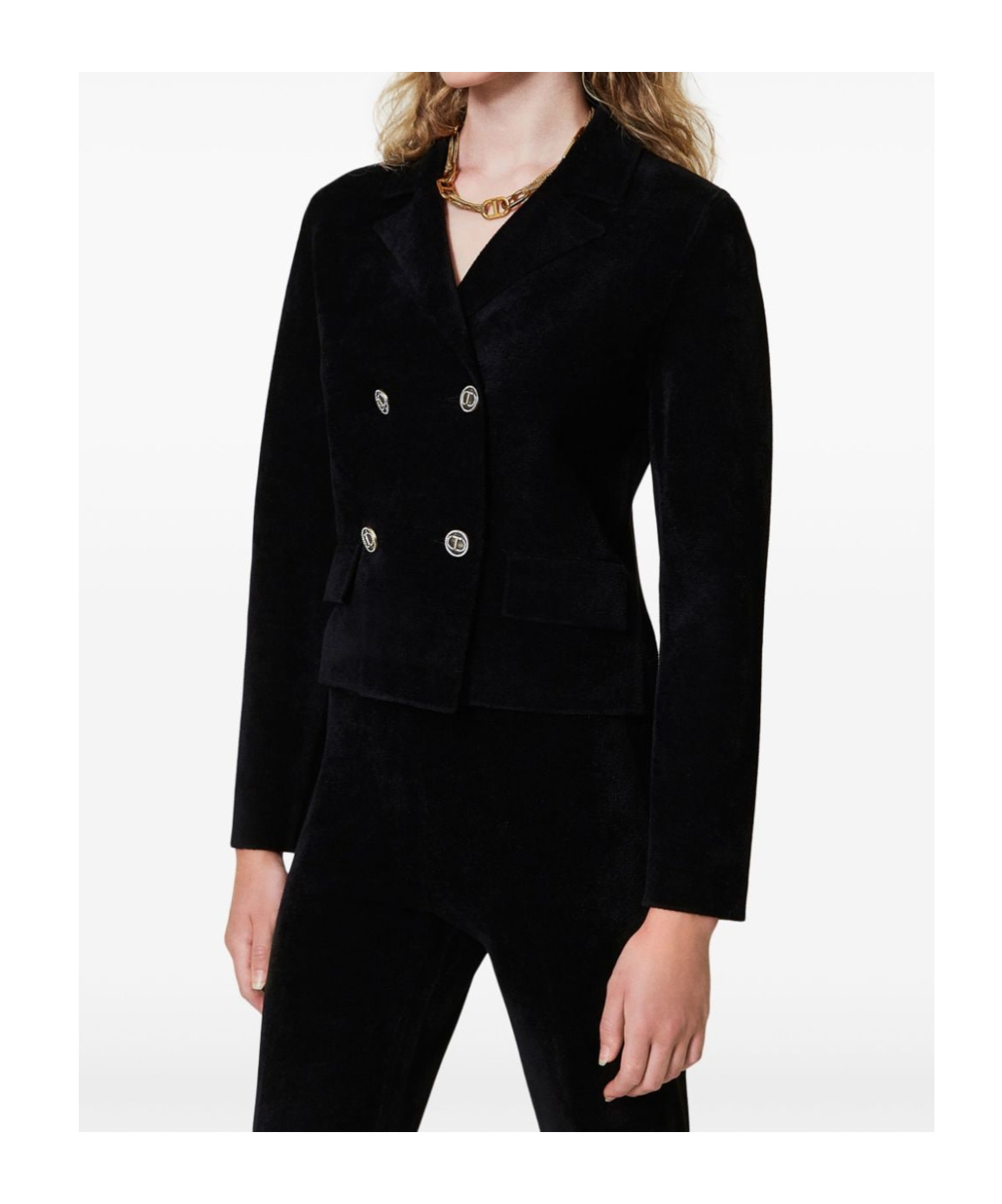 Shop Twinset Knitted Double-breasted Blazer