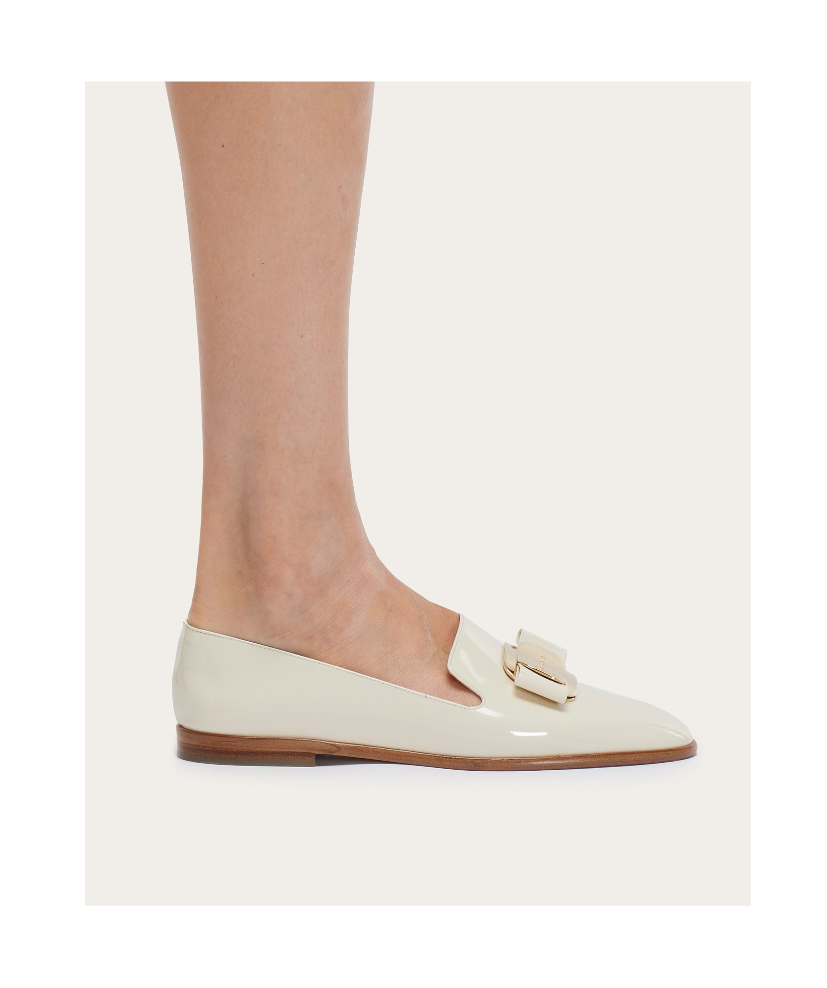 Ferragamo Ivory Leather Zamira Loafers In White