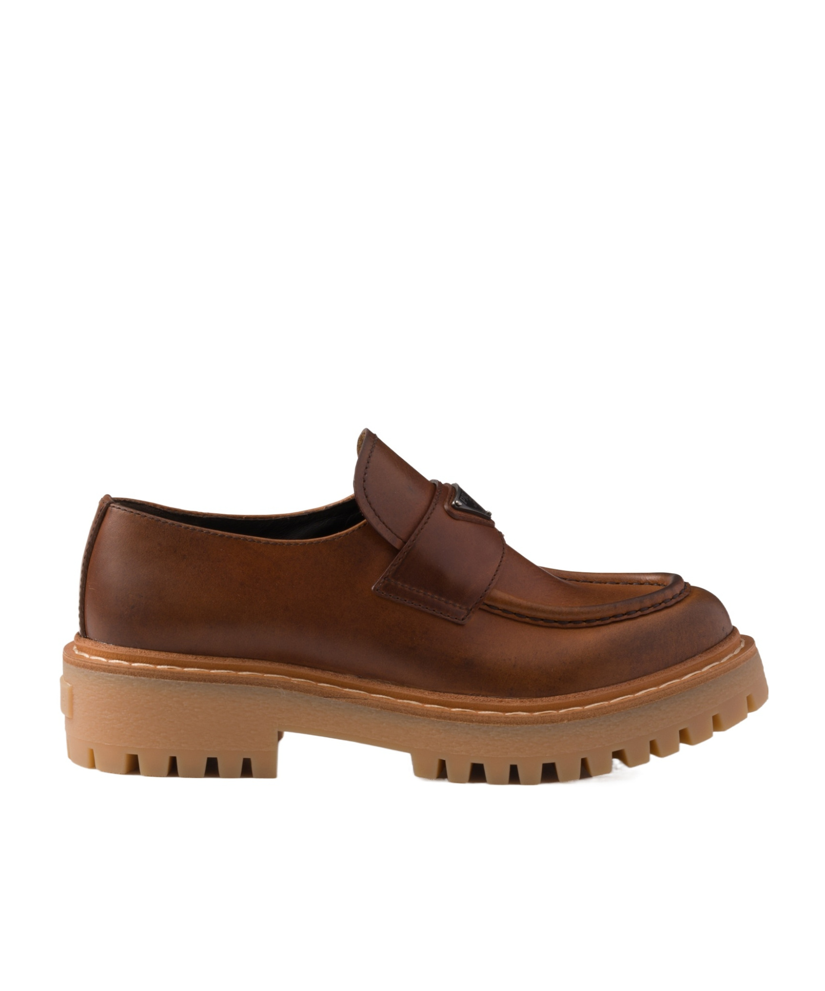Prada Women Caramel Leather Lace-up Shoes In Brown