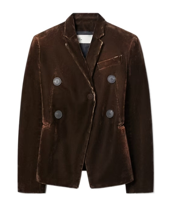 Tory Burch Double-breasted Blazer In Brown