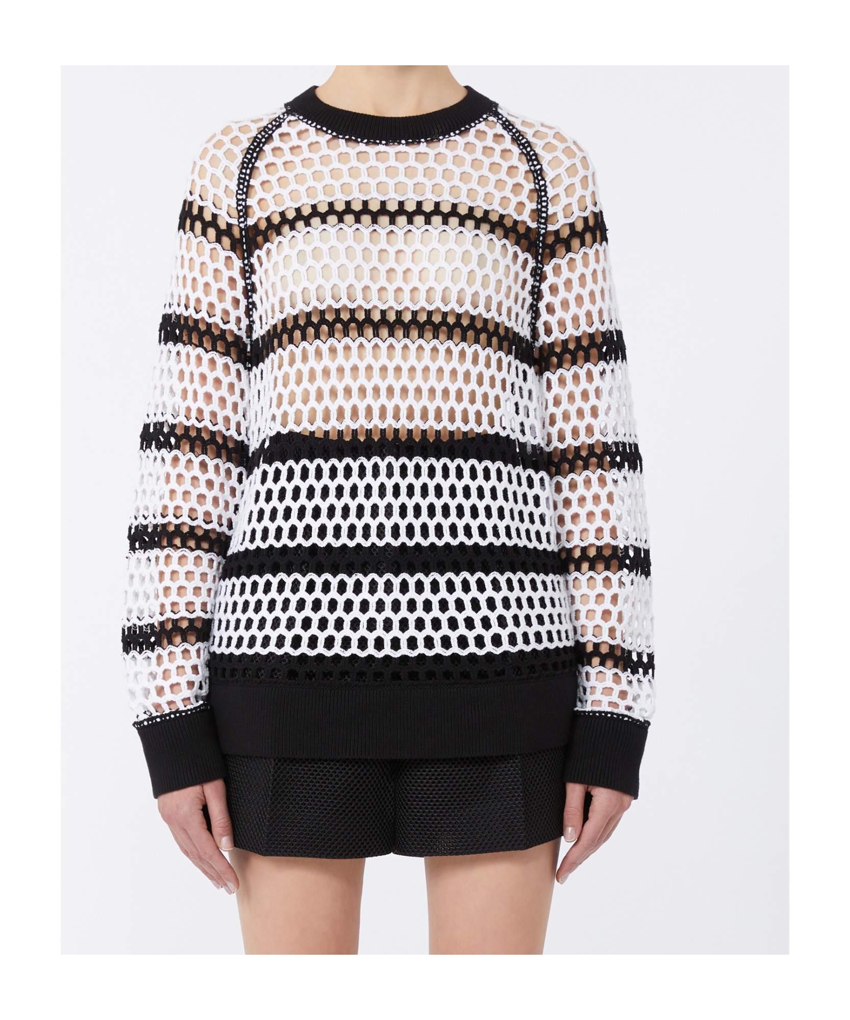 Max Mara Mesh-knit Cotton Sweater In White