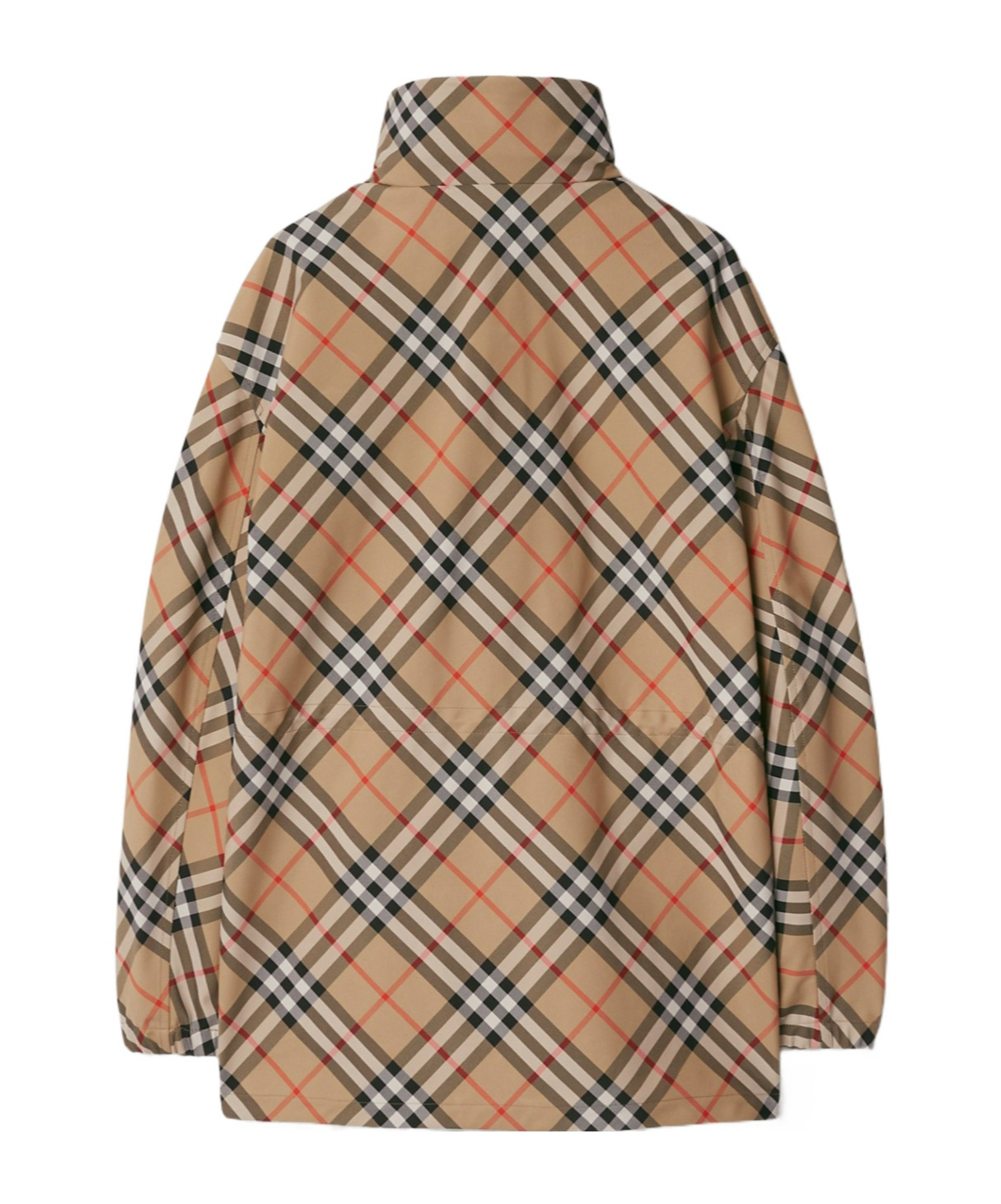 Burberry Waisted Check Hooded Jacket In Nude