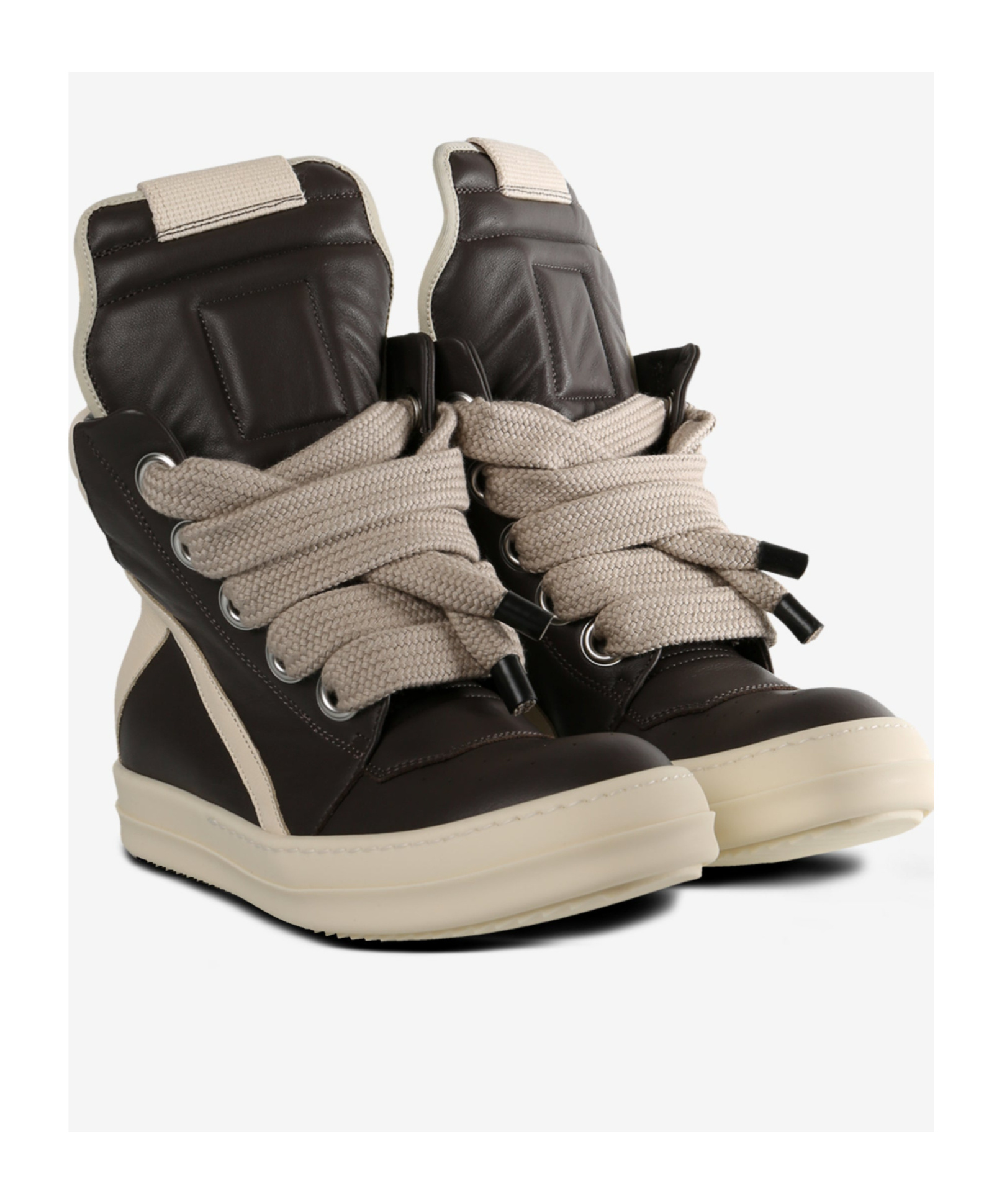Rick Owens Round Toe High Top Casual Shoes In Brown