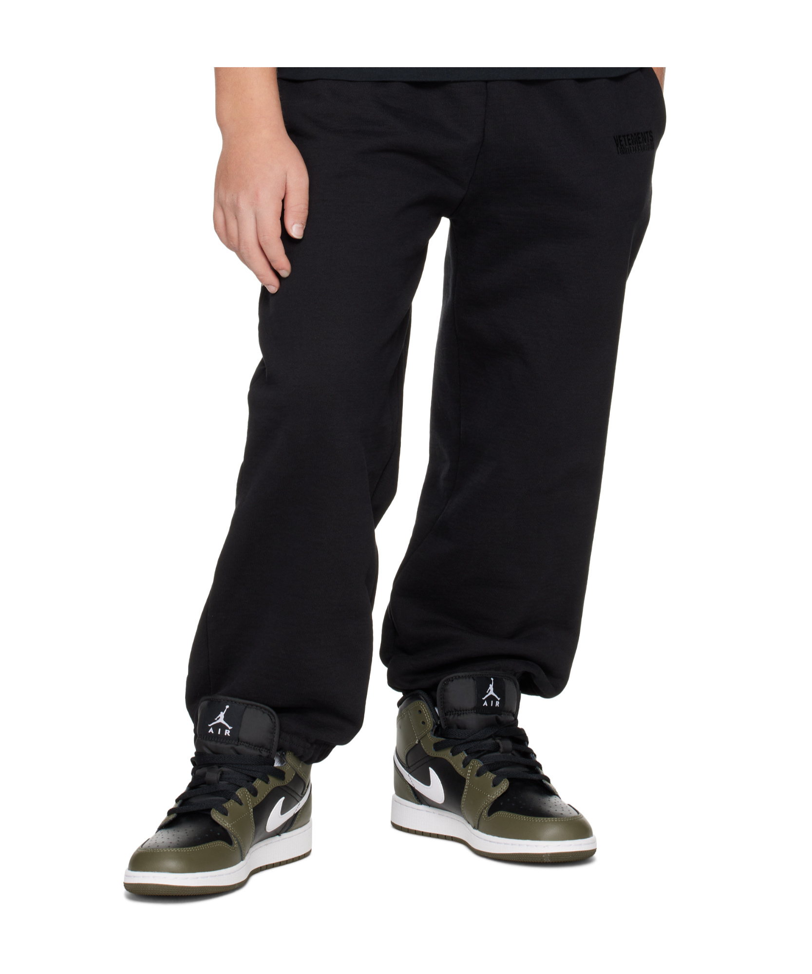 Nike Big Kids Khaki & Black Air Jordan 1 Mid Sneakers In Black/white/medium Olive