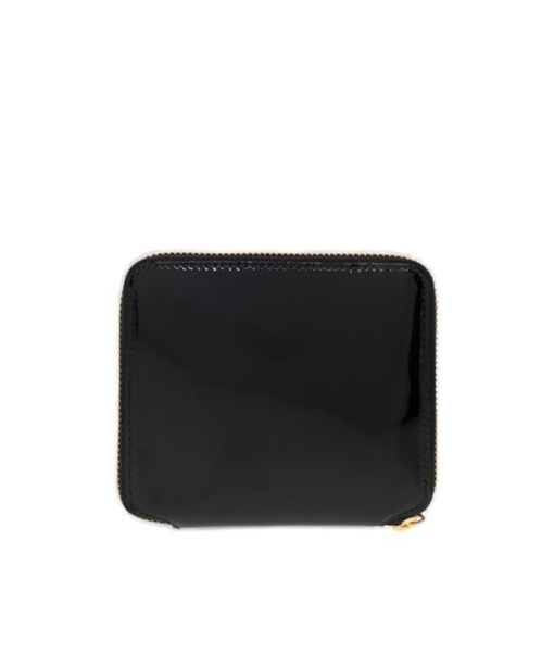 Comme Des Garçons Wallet Patent Polka Dot Zipped Wallet In Black