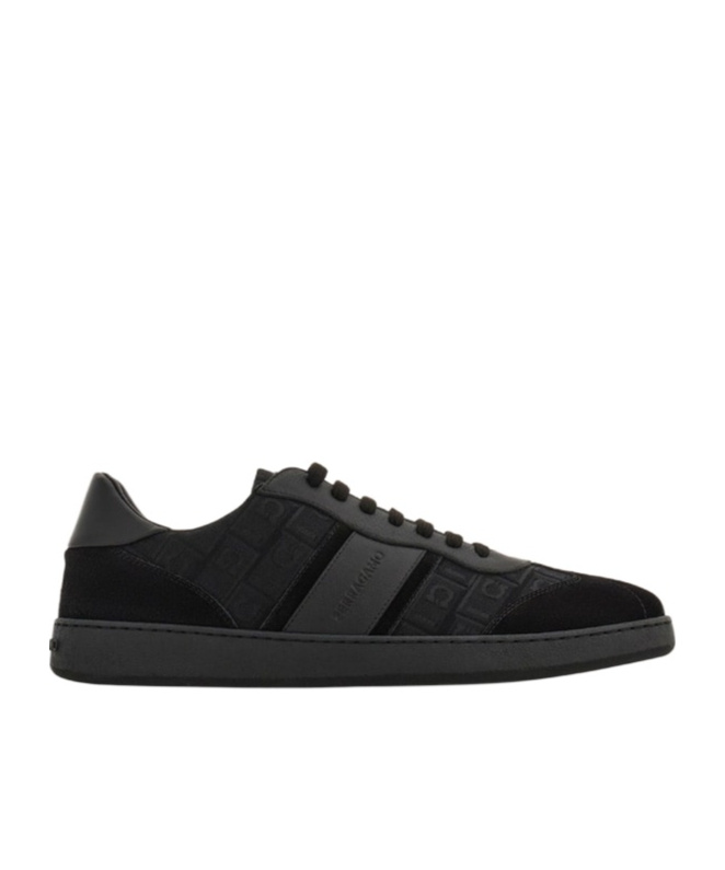 Ferragamo Achille 1 Low-top Sneakers In Leather In Black