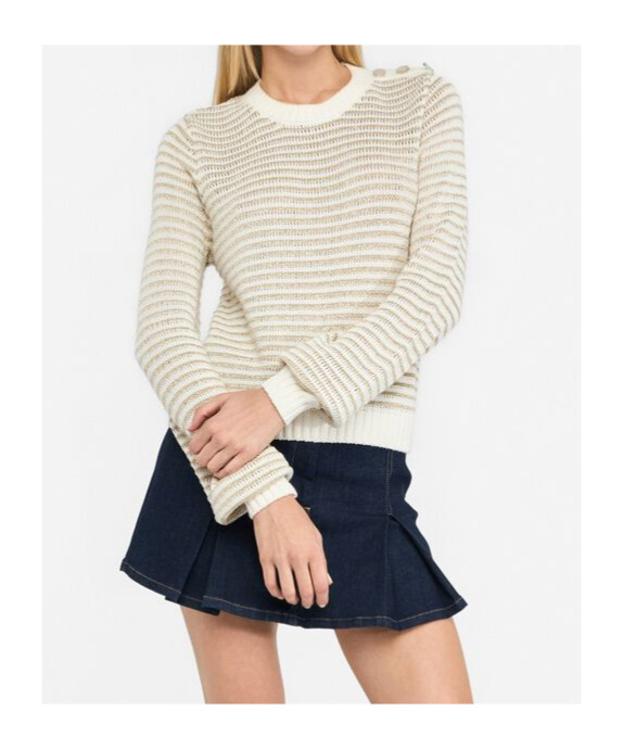 Liu •jo Striped Crew Neck Sweater In Neutral