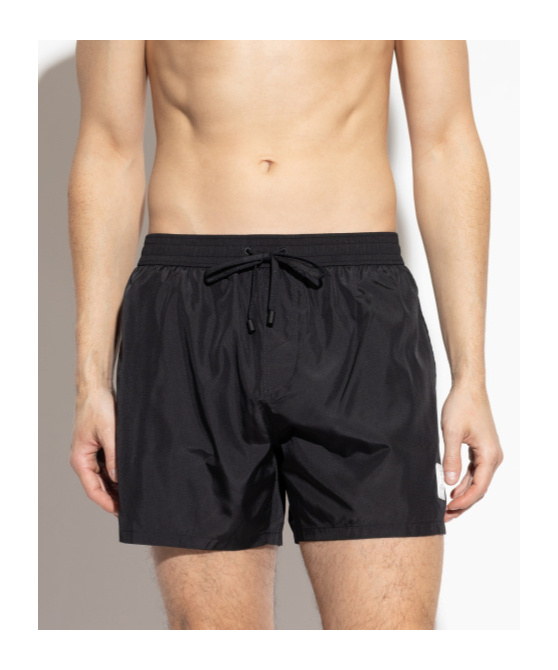 Shop Balmain Logo-patch Swim Shorts In Black