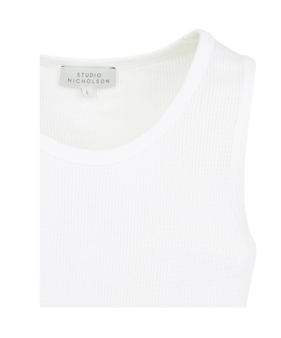 Studio Nicholson Razim Vest Ribbed Texture Round Neckline In White