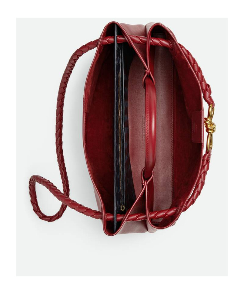 Bottega Veneta Andiamo Leather Top Handle Bag In Red