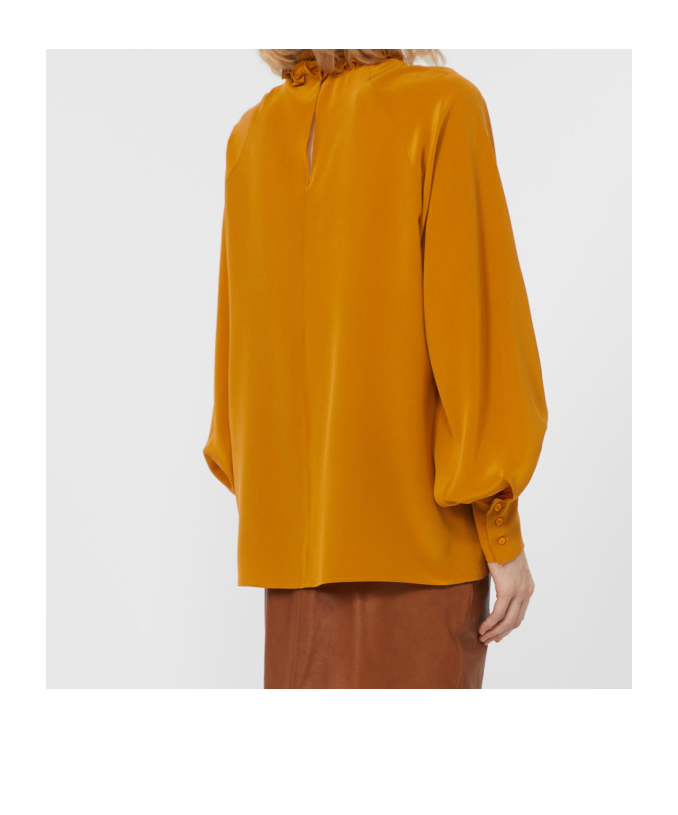 Weekend Max Mara Omens Ochre Guido High-neck Silk Blouse In Orange