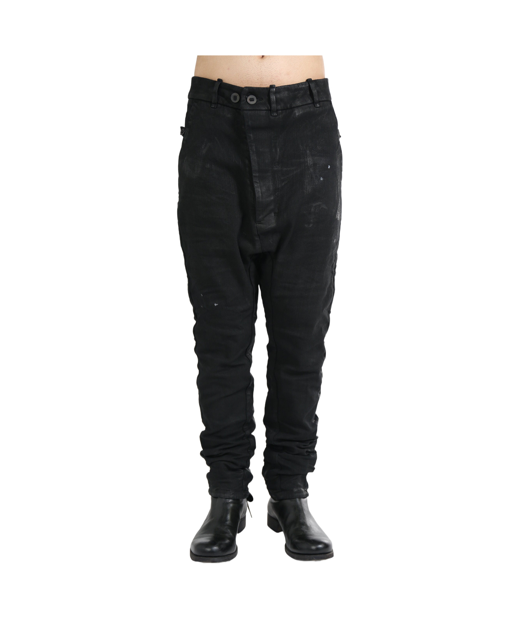 Shop Boris Bidjan Saberi Diagonal Zipper Detail Jeans Pants In Black