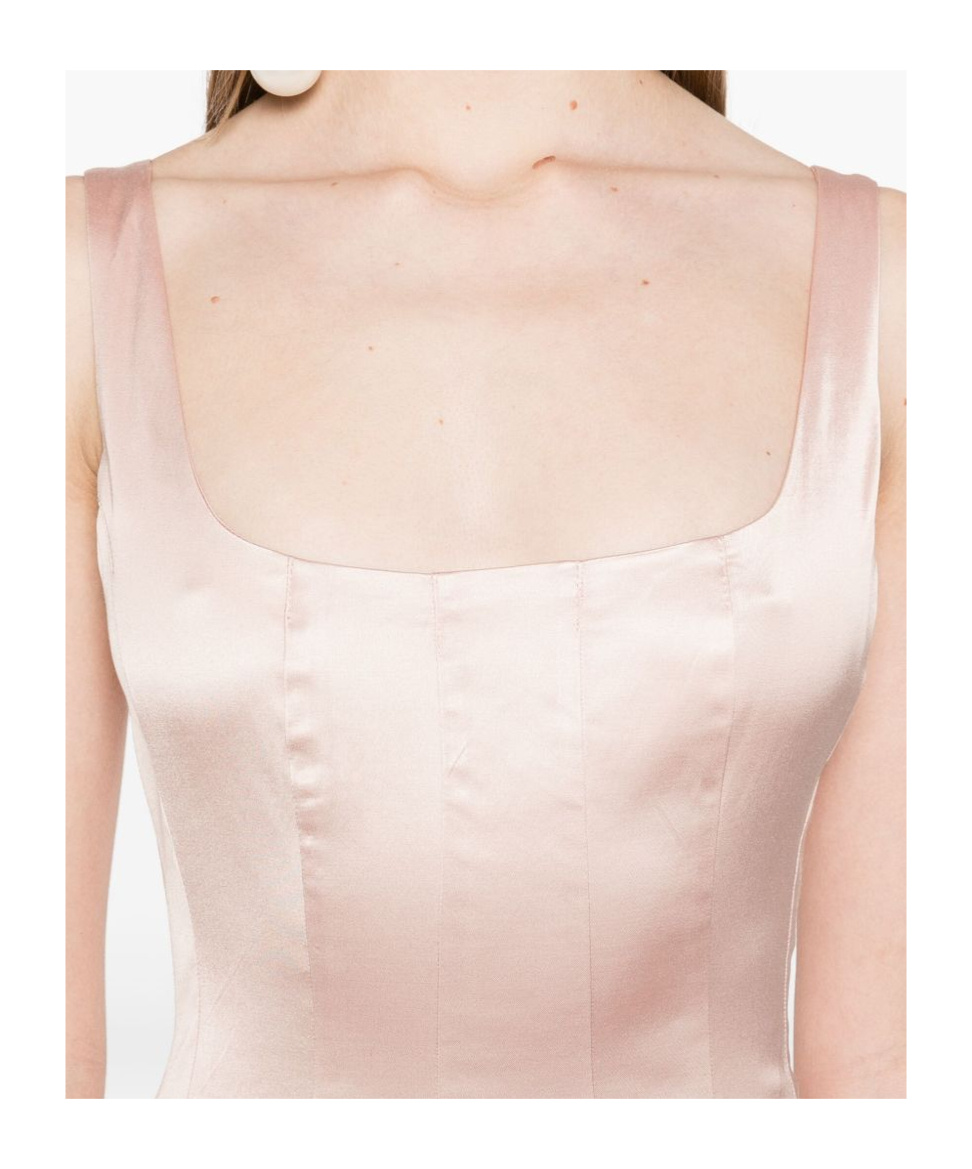 Staud Wells Pleated Satin Midi Dress In Pink