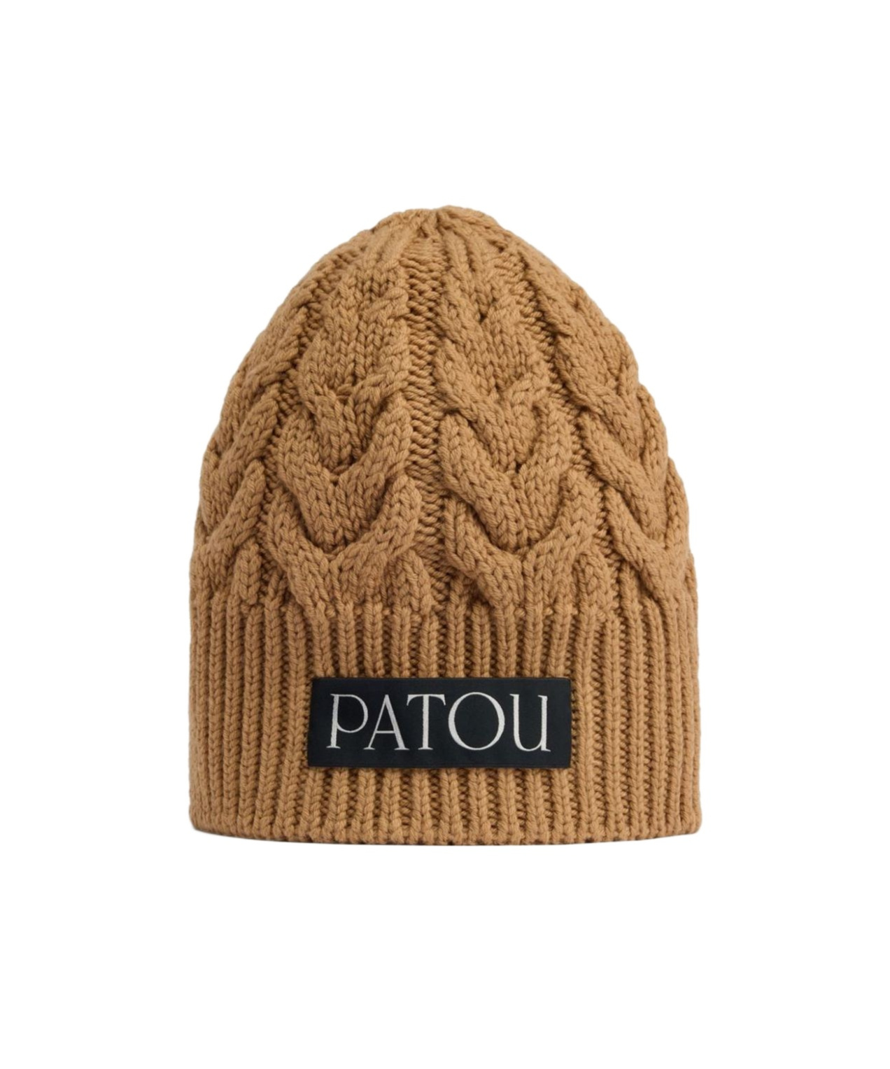 Patou Chunky Cable Knit Hat In Brown