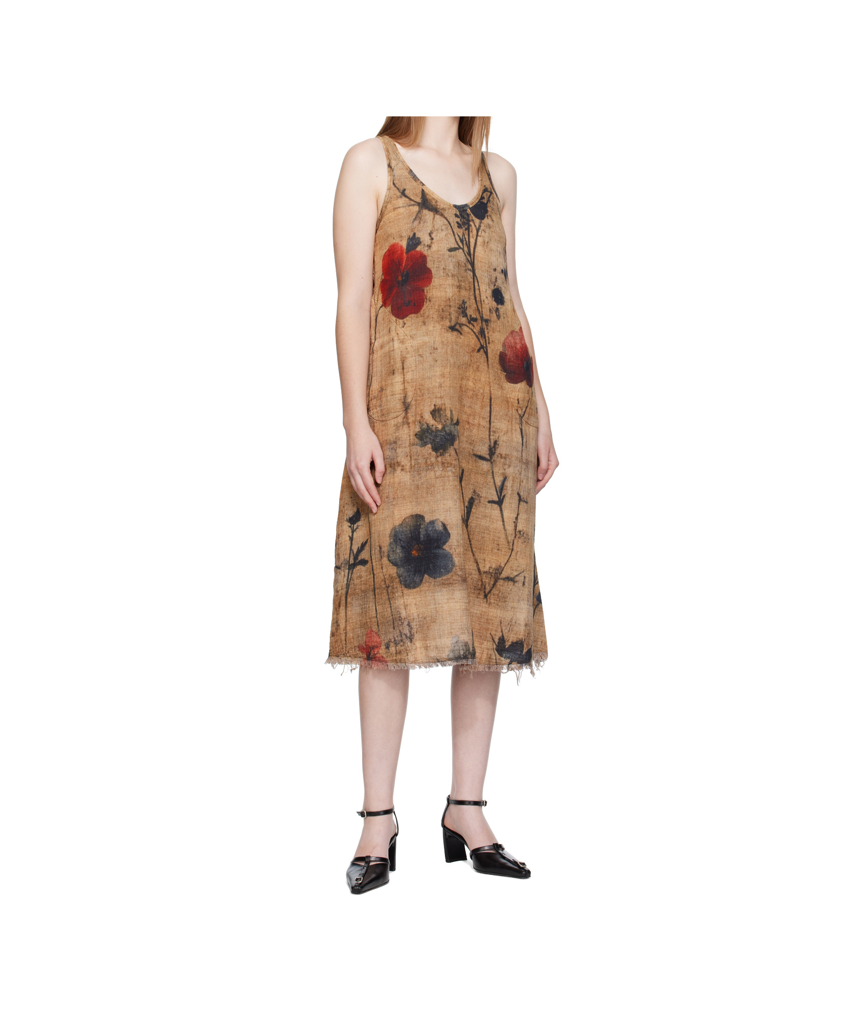 R13 Brown Reversible Tank Midi Dress In Multi