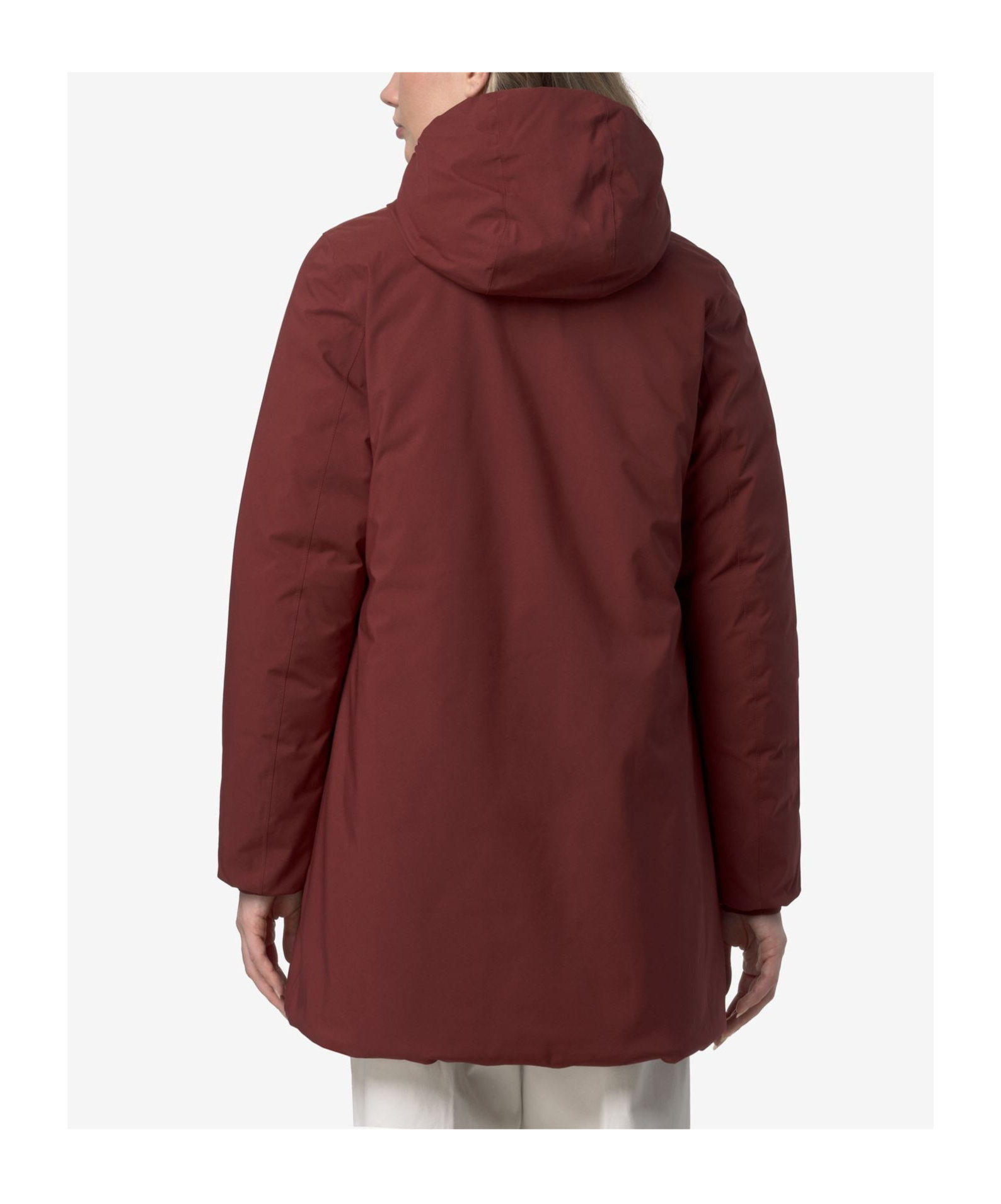 K-way Logo Hooded Down Jacket In Burgundy
