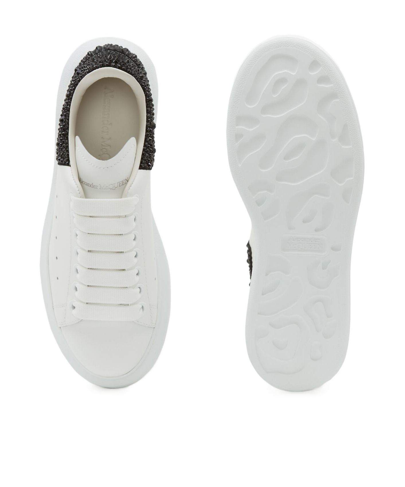 Alexander Mcqueen Crystal-embellished Leather Exaggerated-sole Sneakers In Multi
