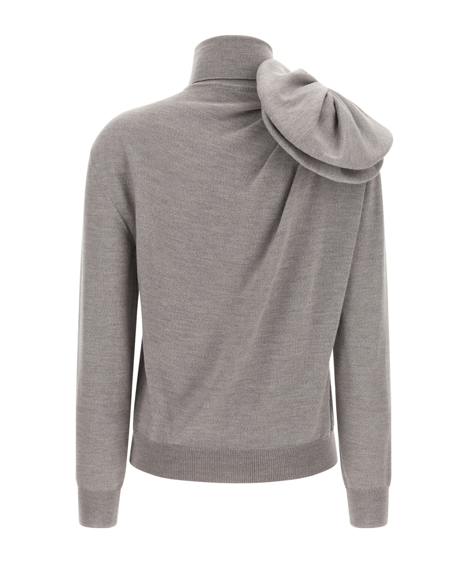 Moschino Floral Design Knit Sweater Turtleneck In Gray