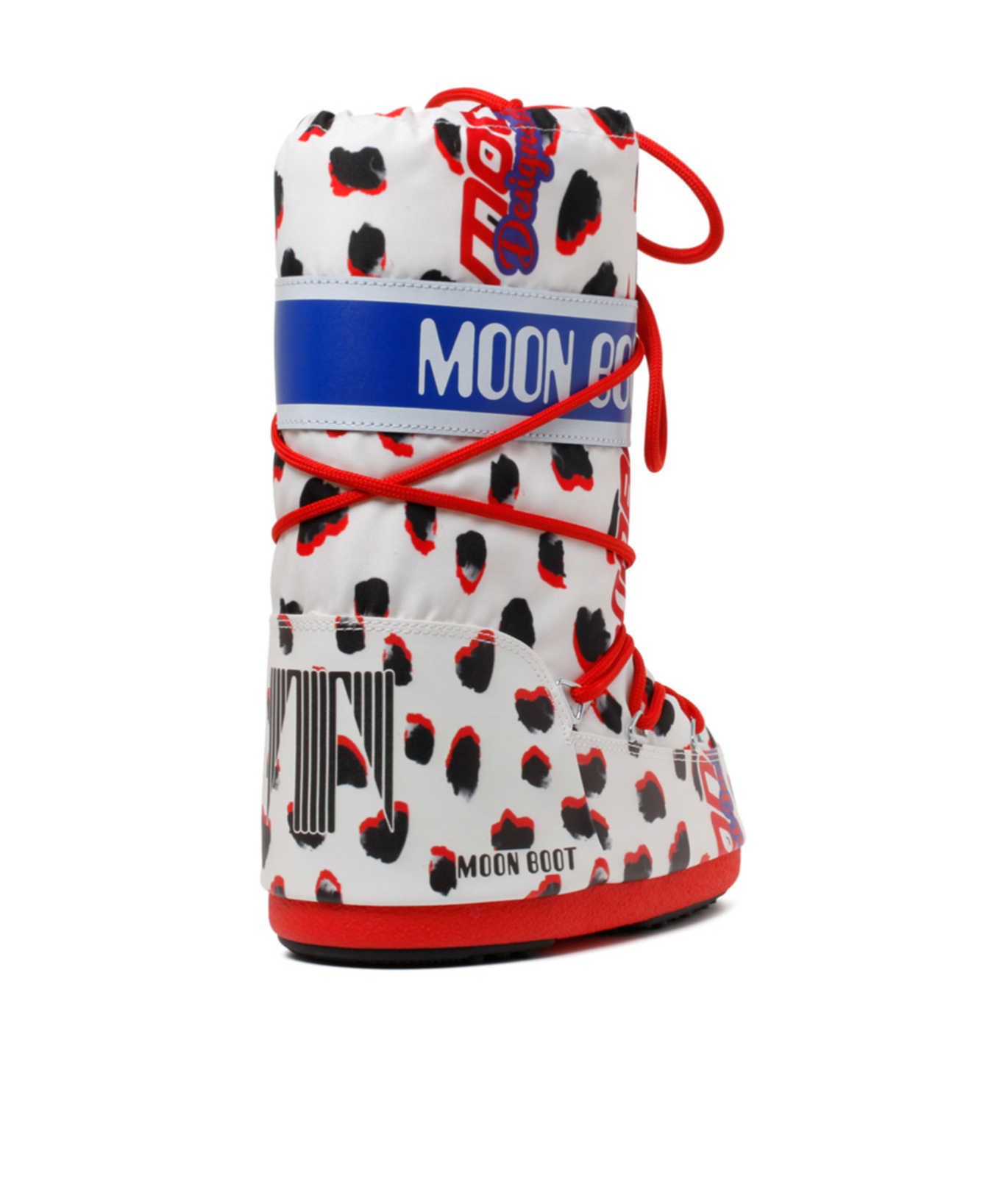 Moon Boot Icon Retrobiker Dalmatian Boots In White