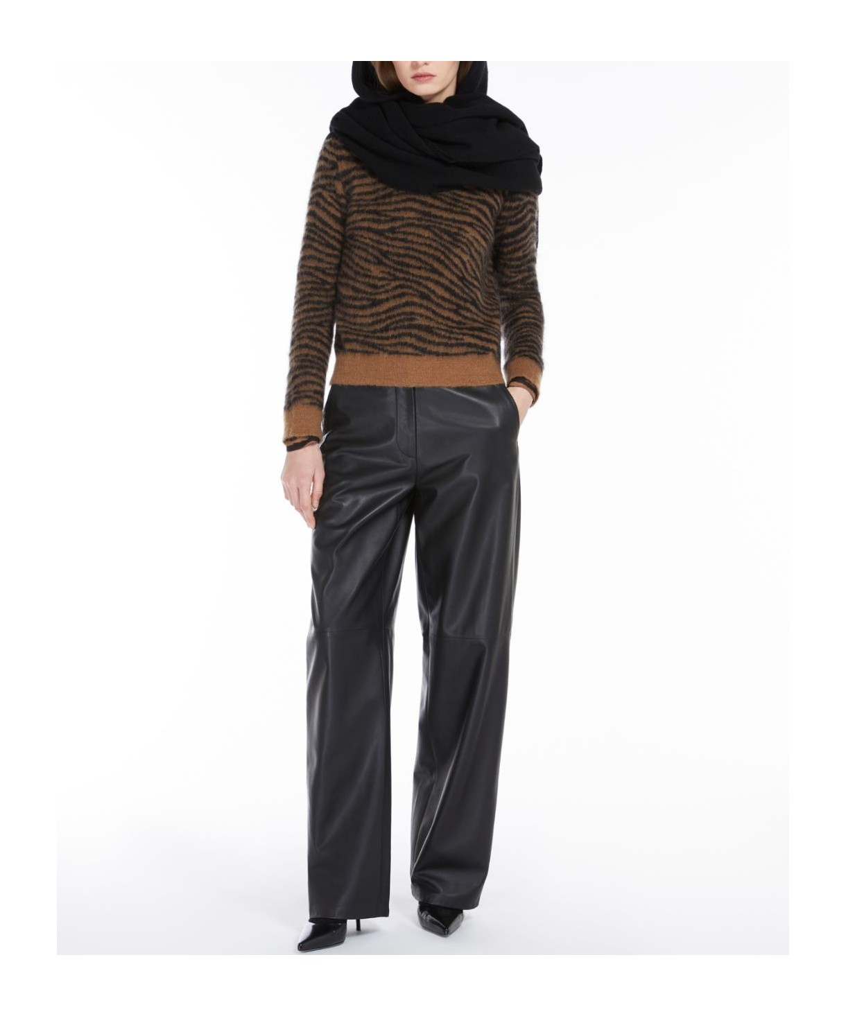 Max Mara Women's Zante Leather Trouser Black | Size 46 | 2426436012600001 In Black