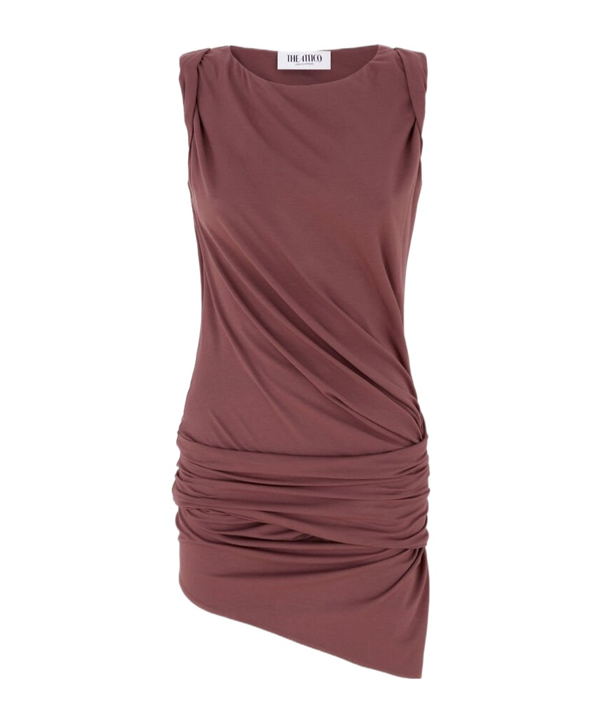 Attico Women's Mini Dress Slim Con Scollo Ampio In Mauve Scuro In Viscosa In Red