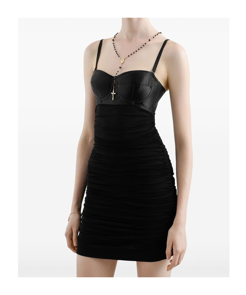 Dolce & Gabbana Satin Corset Mini Dress In Black