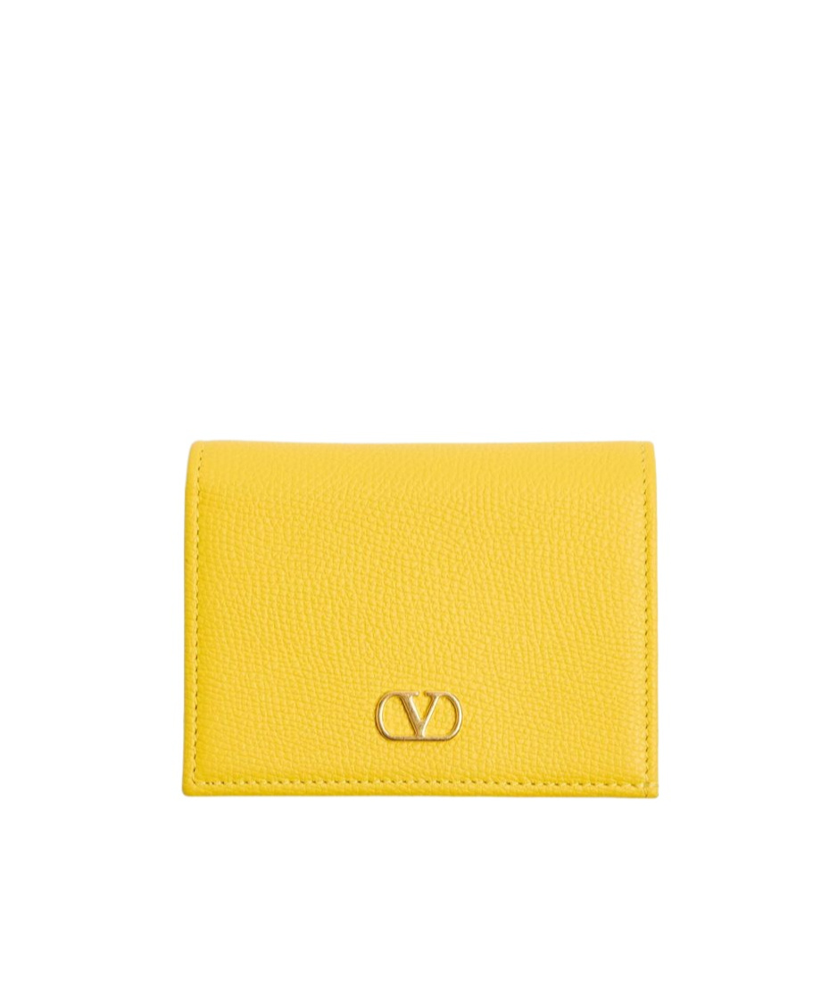 Valentino Garavani Vlogo Signature Grainy Calfskin Wallet Woman Yellow Uni In Yellow
