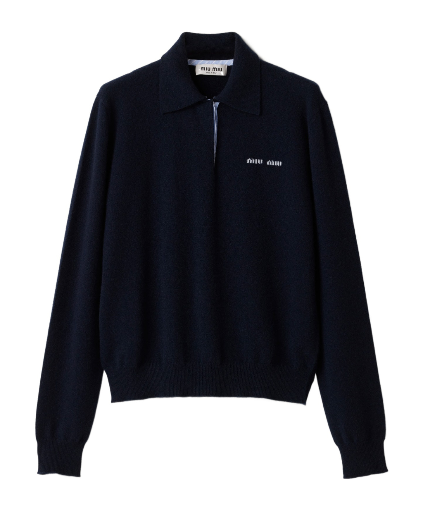 Miu Miu Cashmere Polo Sweater In Blue